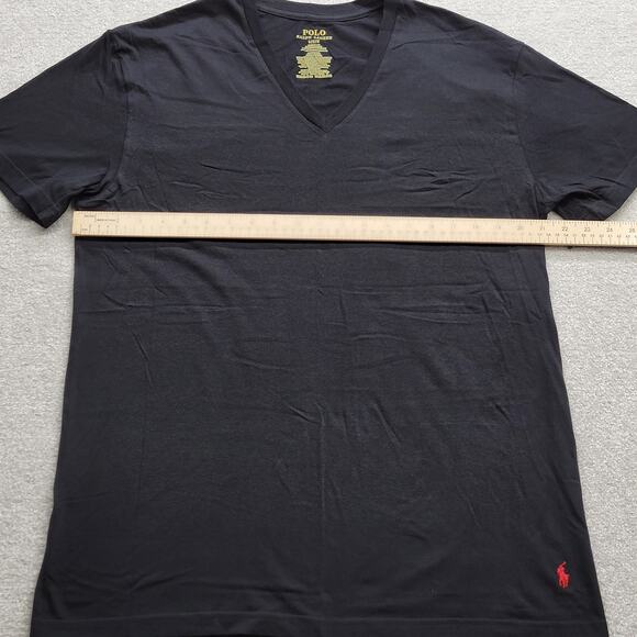 Polo by Ralph Lauren Solid Black Men's V Neck T Shirt Size Large - Picture 4 of 6